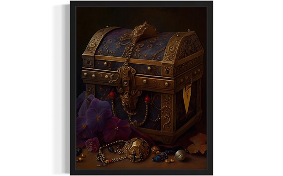 Ornate Golden Treasure Chest With Jewels Luxury Still Life Poster