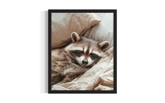 Raccoon Animal Bedroom Poster Art Print Wall Original Painting Artwork Decor