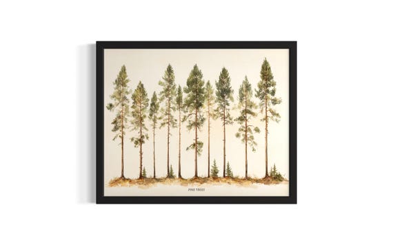Pine Trees Poster Art Print Living Room Wall Original Painting Artwork Decor