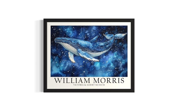 Humpback Whale William Morris Sea Creatures Poster Art Print Living Room Wall Original Painting Artwork Decor