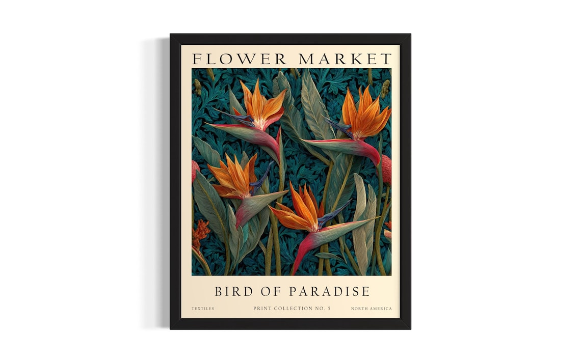 Bird of Paradise Flower Market Exotic Tropical Botanical Poster
