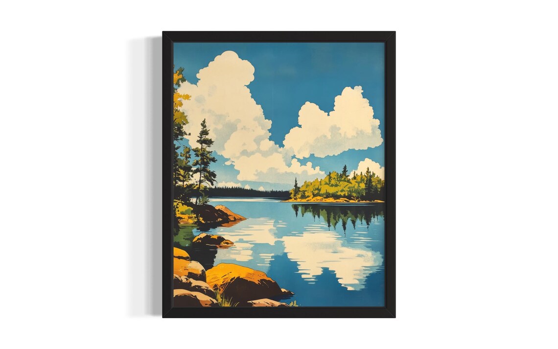 Minnesota Boundary Waters Mirror Lake Islands Painting Poster