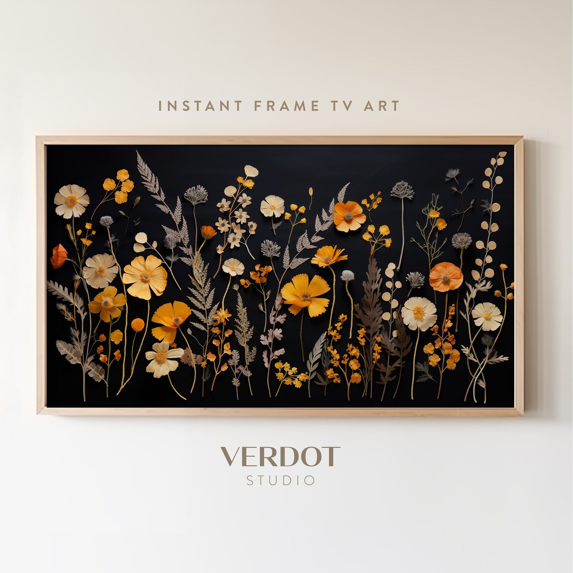 Pressed Flowers Fall Art Print, Floral Botanical Decor