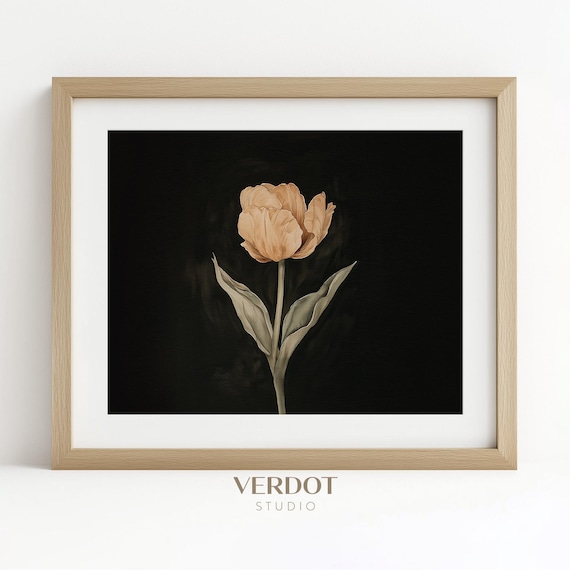 Spring Tulip Flower Painting Easter Wall Art Vintage Hydrangea Floral Print Dark Moody Botanical Spring Decor 25025