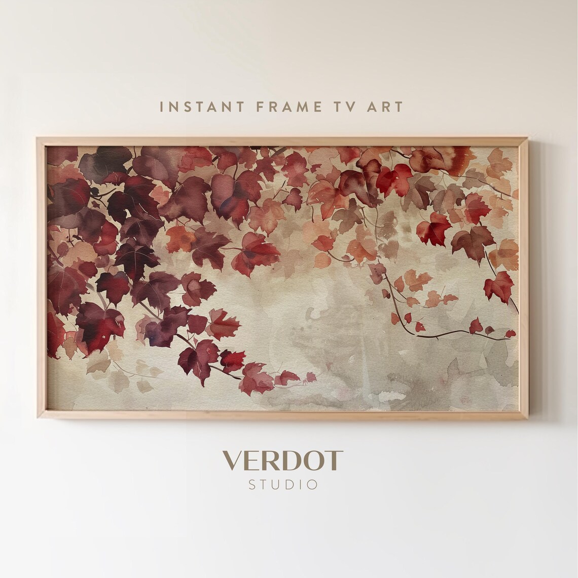Fall Tree Leaves Art Print, Autumn Watercolor
