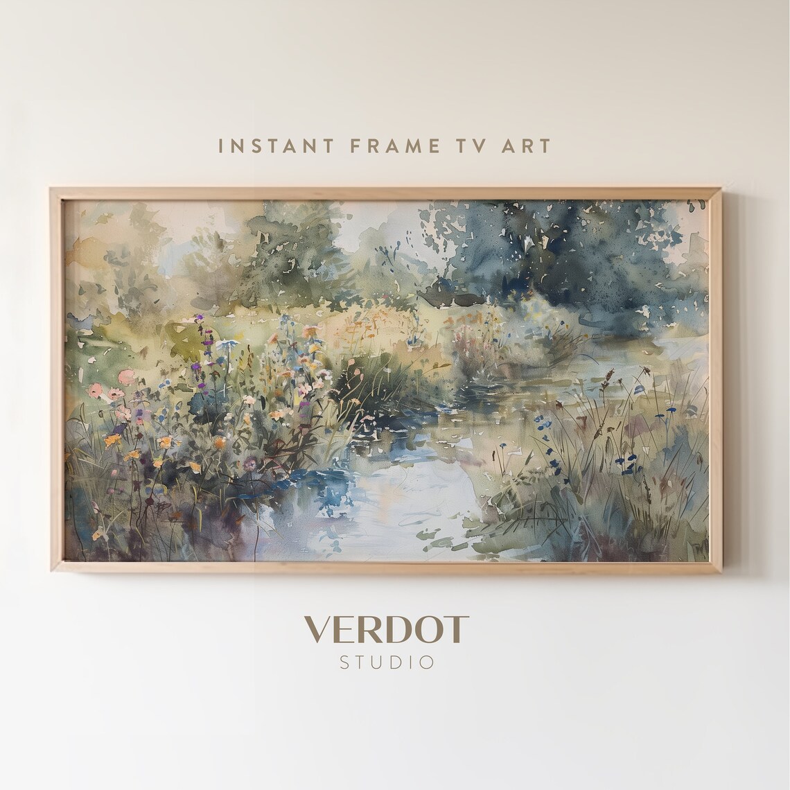 Rustic Summer Landscape Art Print, Vintage Wildflowers
