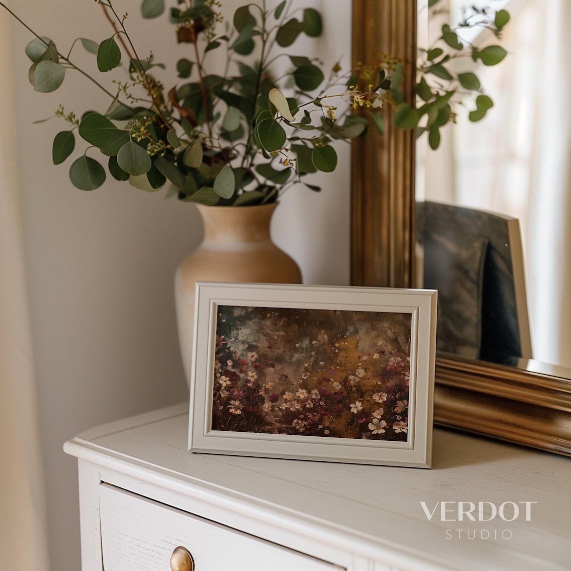 Moody Vintage Flowers Art Print, Rustic Wildflowers - Image 3