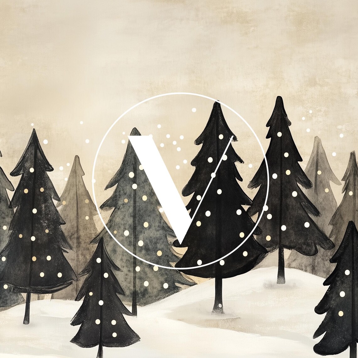 Modern Christmas Trees Art Print, Snowy Winter Scene - Image 3