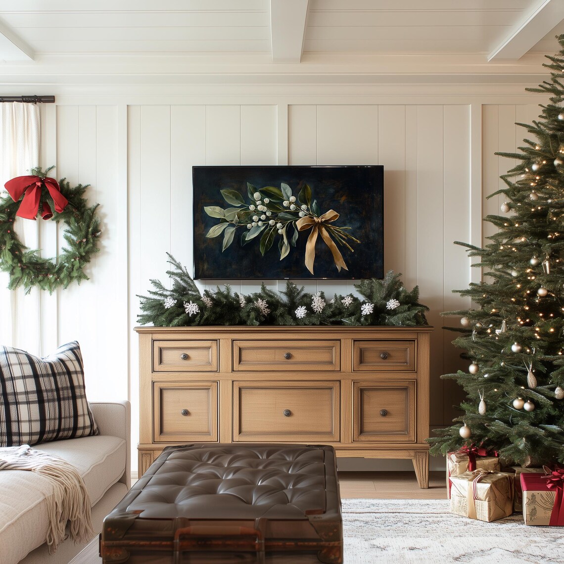 Mistletoe Christmas Vintage Holiday Art Print - Image 3