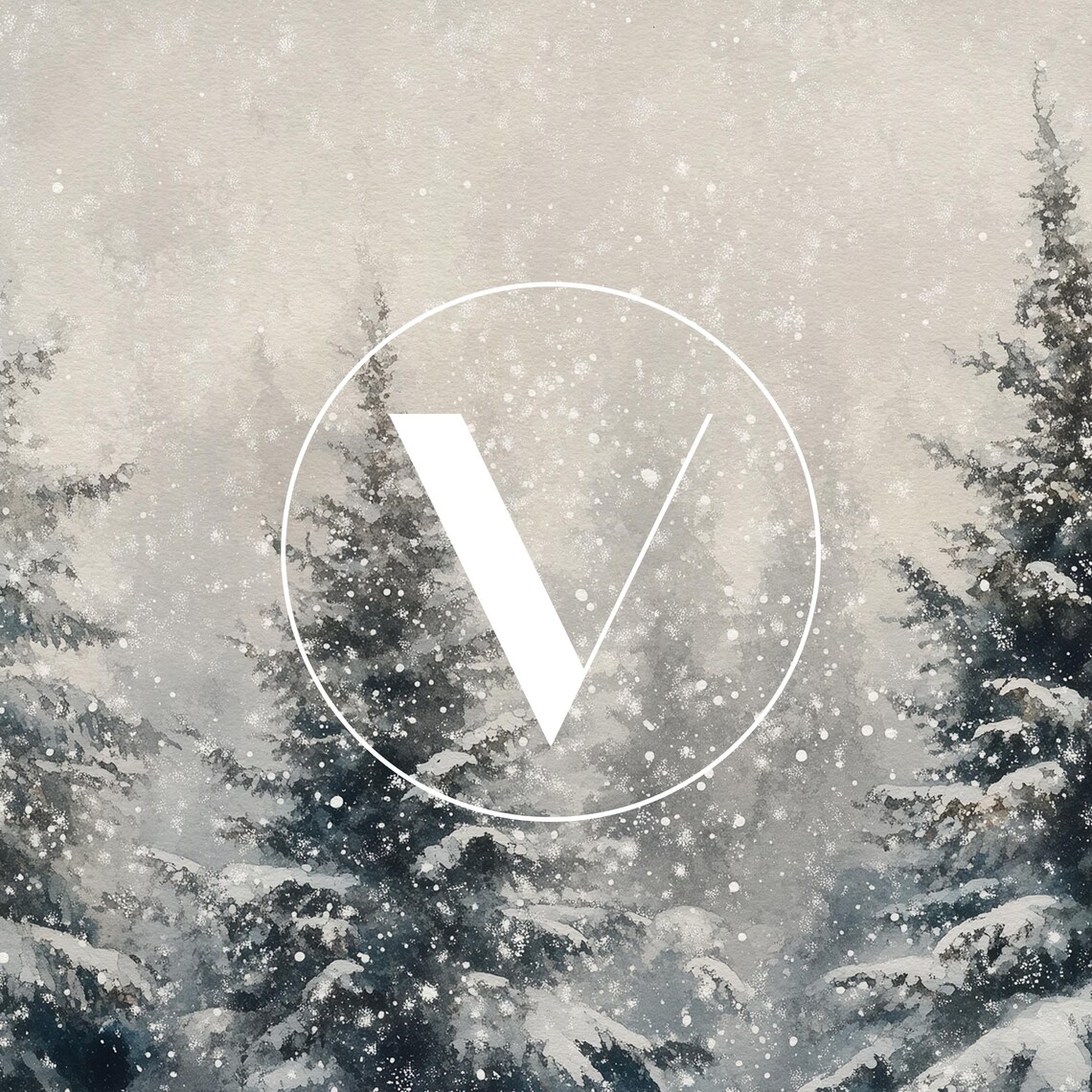 Snowy Winter Trees Christmas Art Print, Evergreen Landscape - Image 3