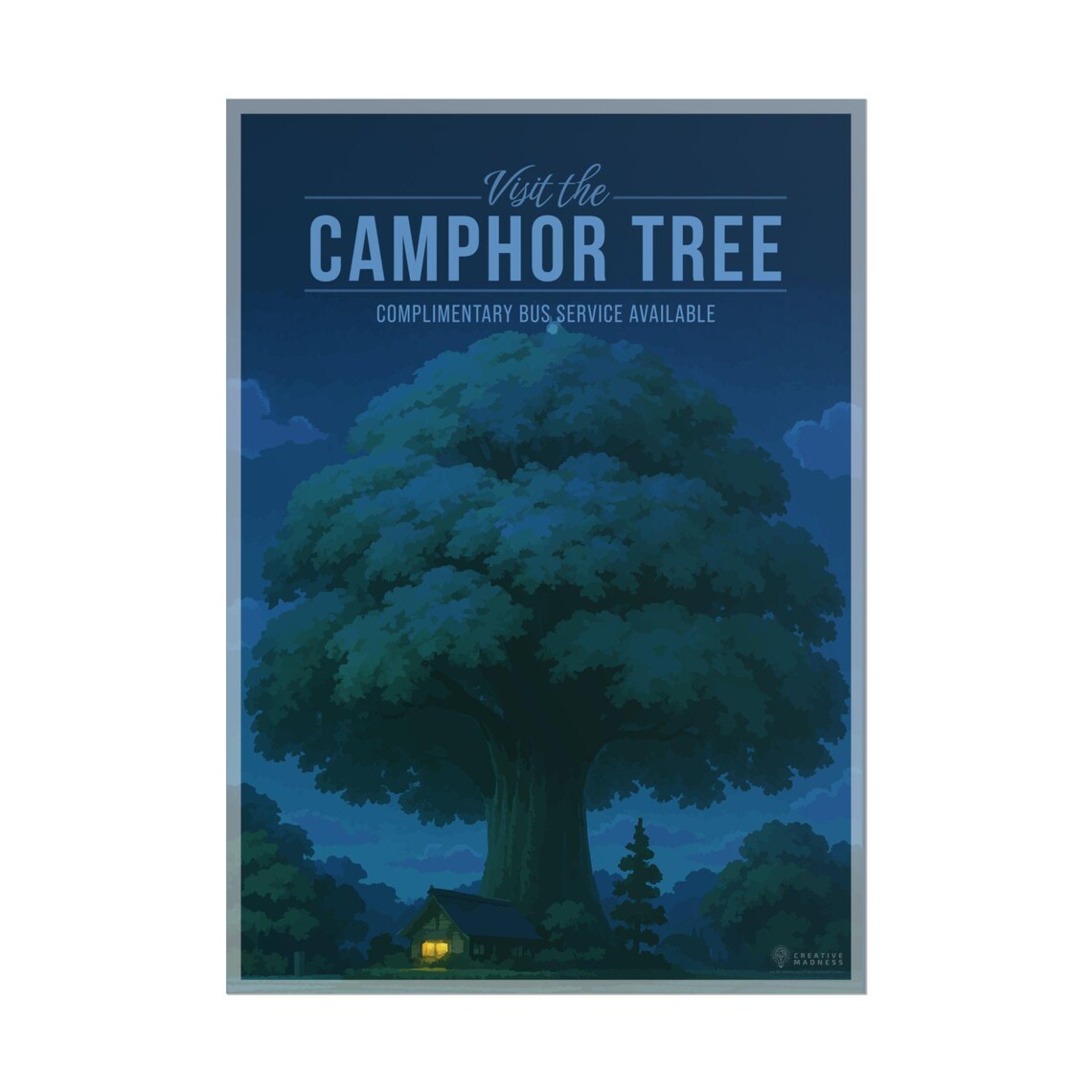 Visit The Camphor Tree Moonlit Fantasy Night Travel Art Poster