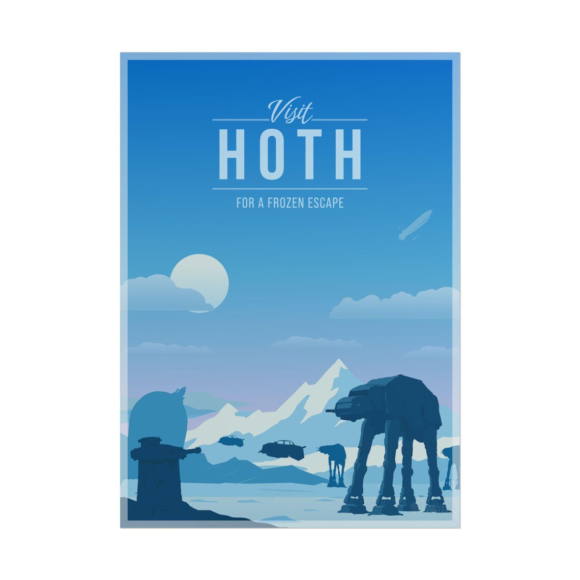 Hoth Galactic Travel Poster, Scenic Sci-Fi Art Print