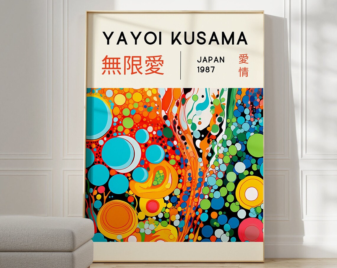 Yayoi Kusama Inspired Japanese Abstract Wall Art Print