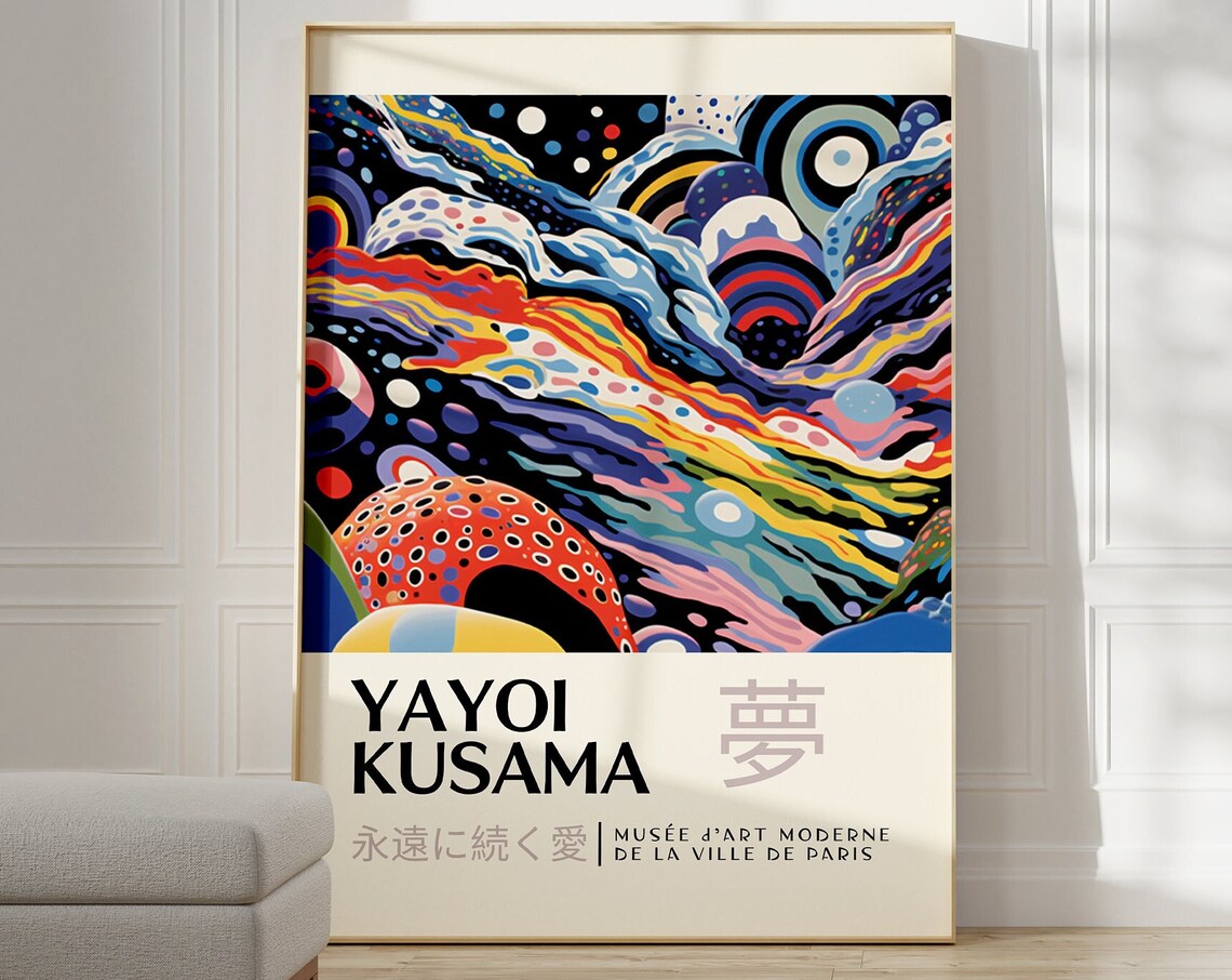 Yayoi Kusama Paris Eternal Love Colorful Wave Abstract Art Poster