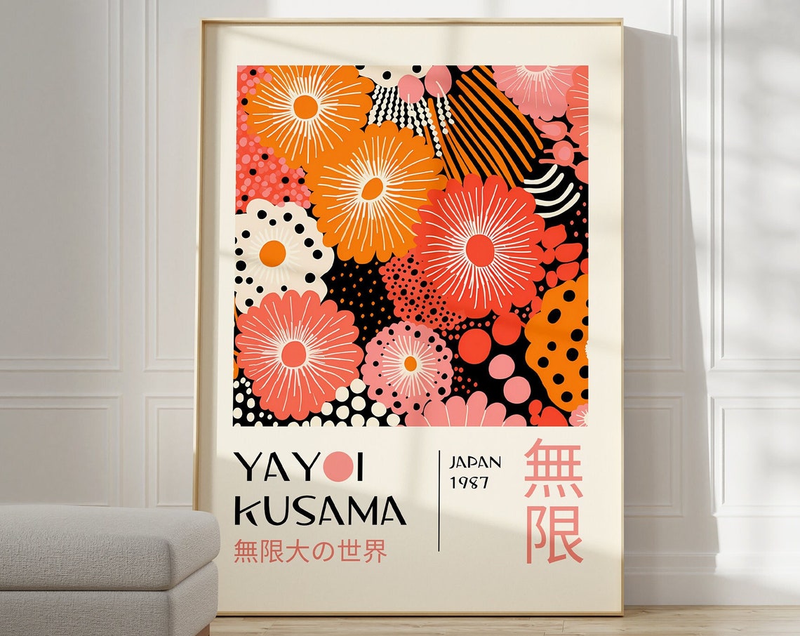 Yayoi Kusama Bold Floral Dots Japan 1987 Exhibition Art Poster