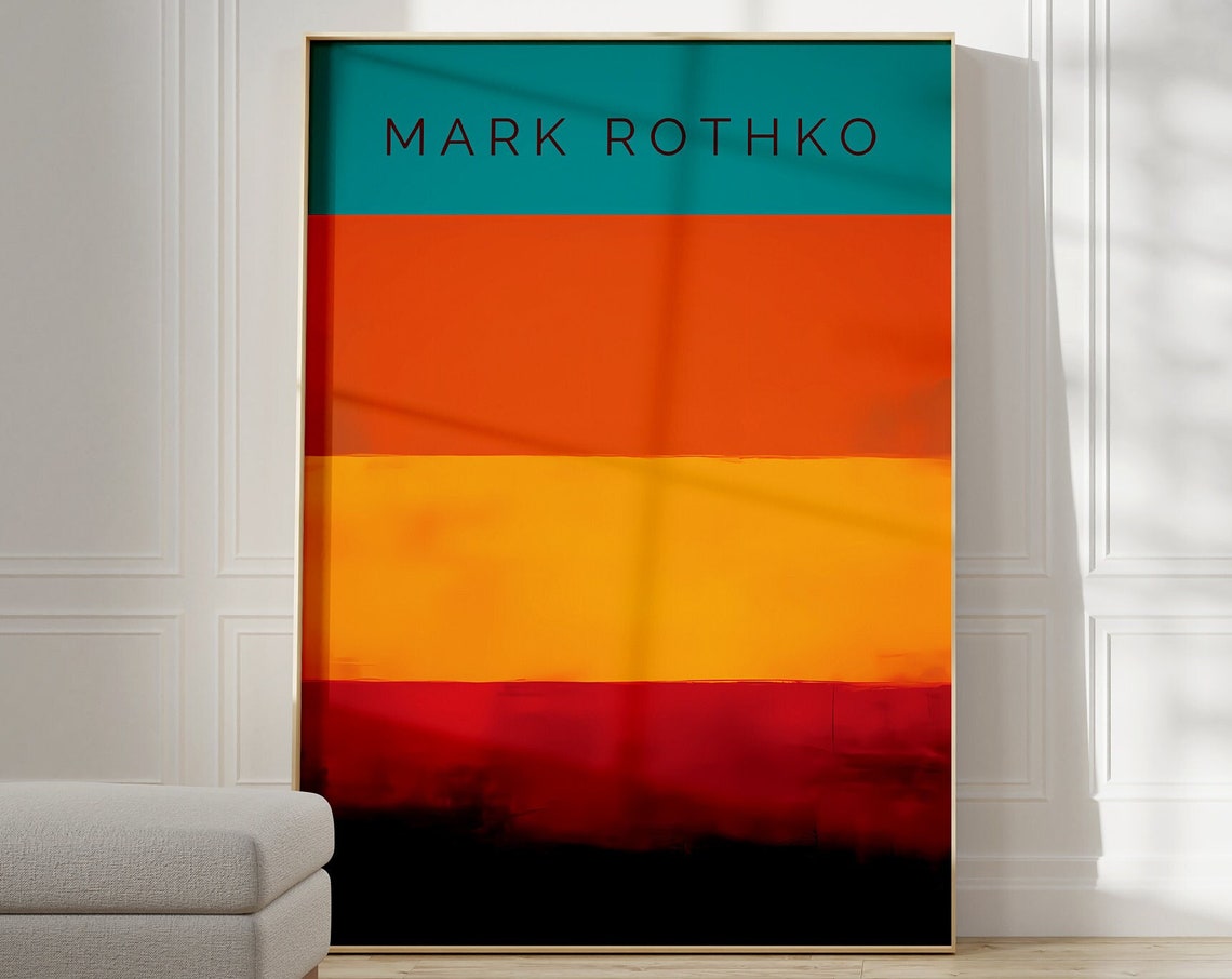 Mark Rothko Teal Orange Yellow Red Color Field Abstract Poster