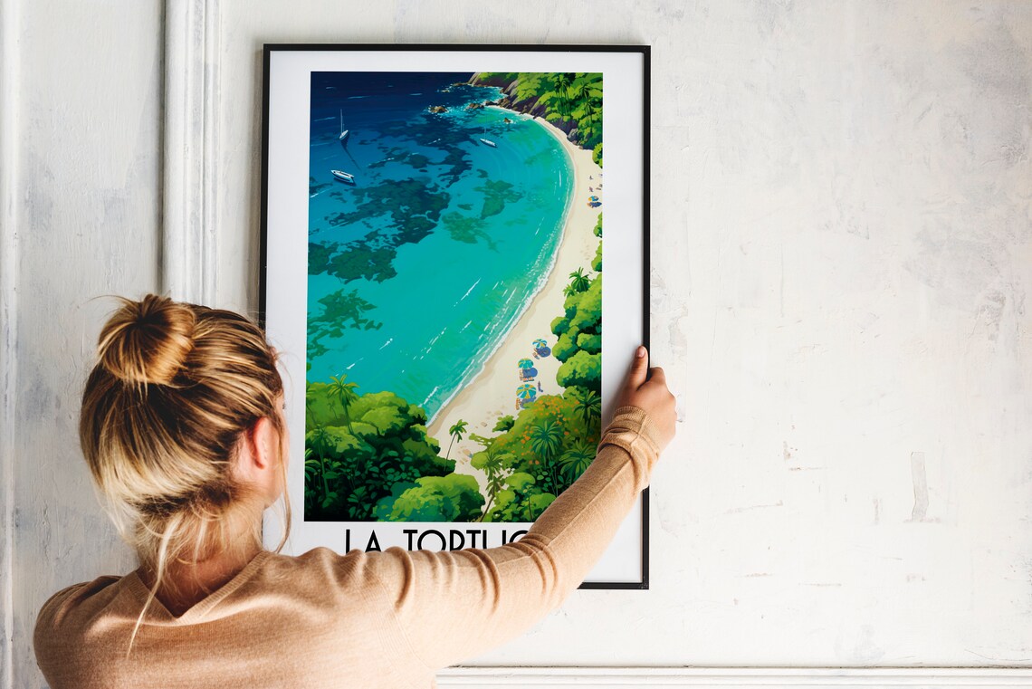 La Tortuga Island Beach Aerial View Venezuela Travel Art Poster - Image 2