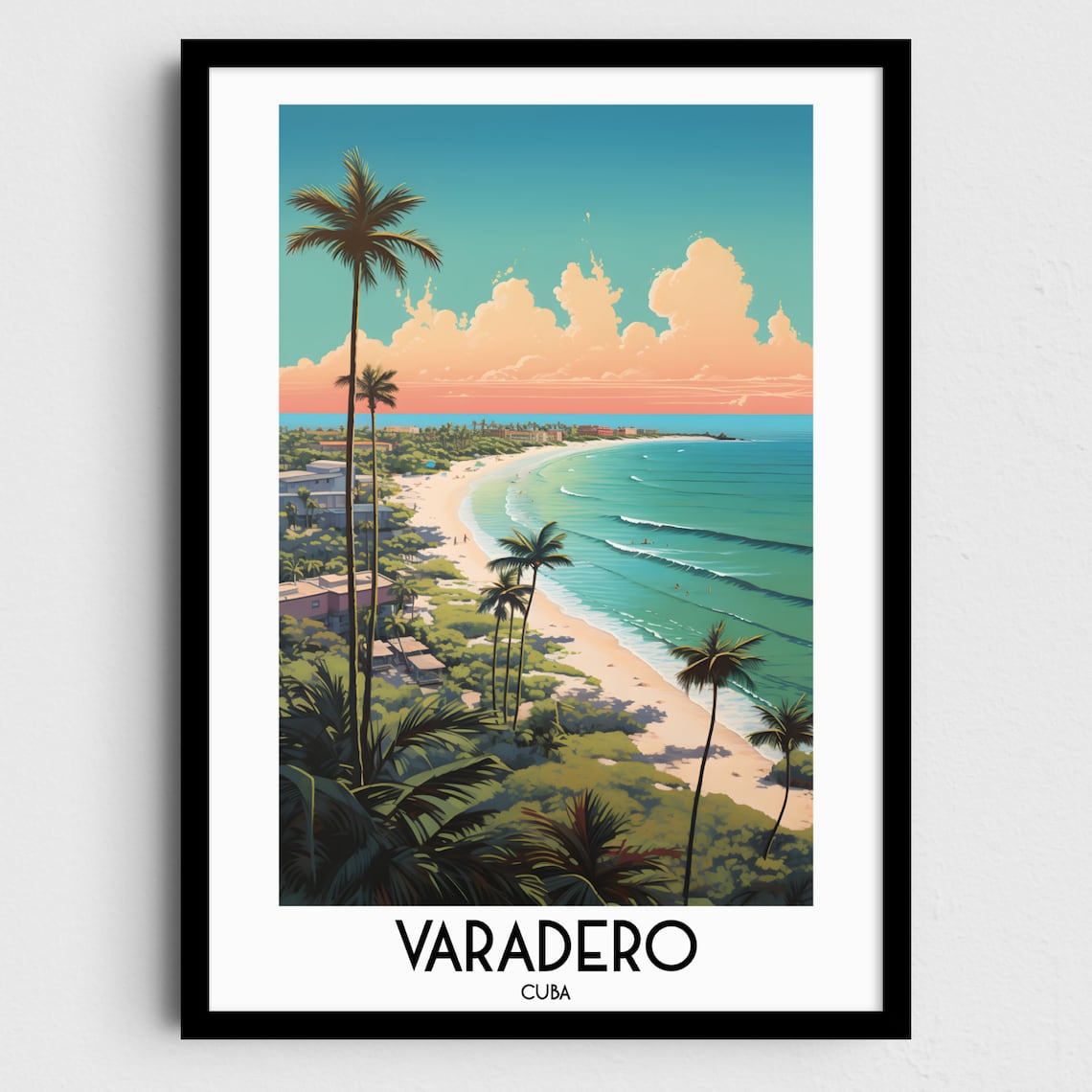 Varadero Cuba Palm Beach Turquoise Coast Sunset Seascape Travel Poster