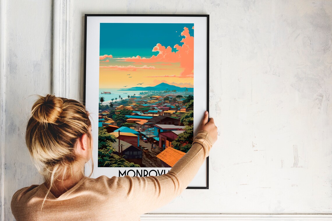 Monrovia Liberia Coastal Capital Cityscape Retro Travel Poster - Image 2