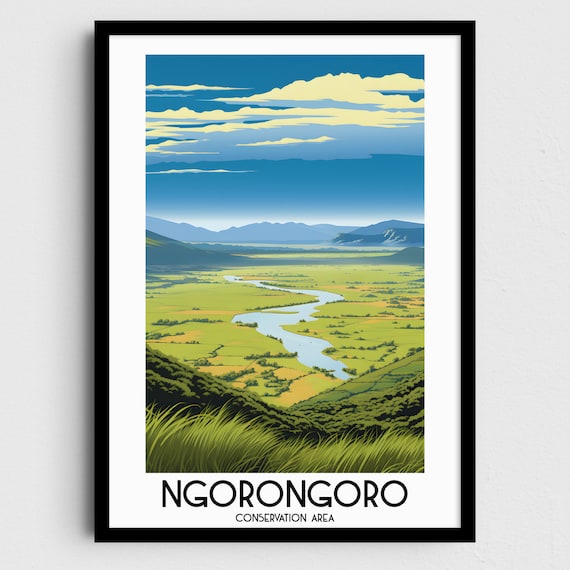 Ngorongoro Conservation Area Travel Wall Art Tanzania Painting Gifts Africa Home Decor Prints Posters Handmade Art
