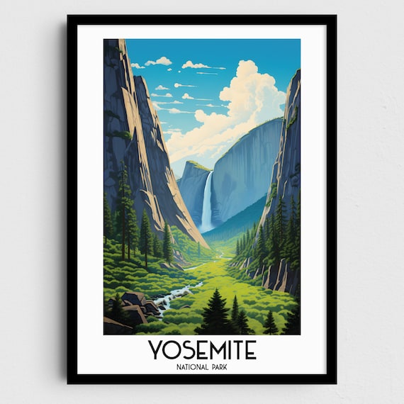Yosemite National Park Granite Cliffs Waterfall Travel Poster