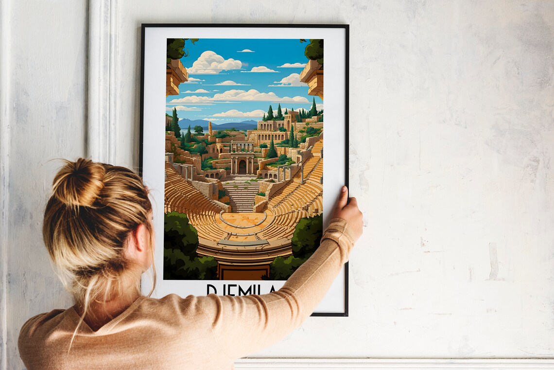 Djemila Algeria Roman Amphitheater Ruins Vintage Travel Poster - Image 2