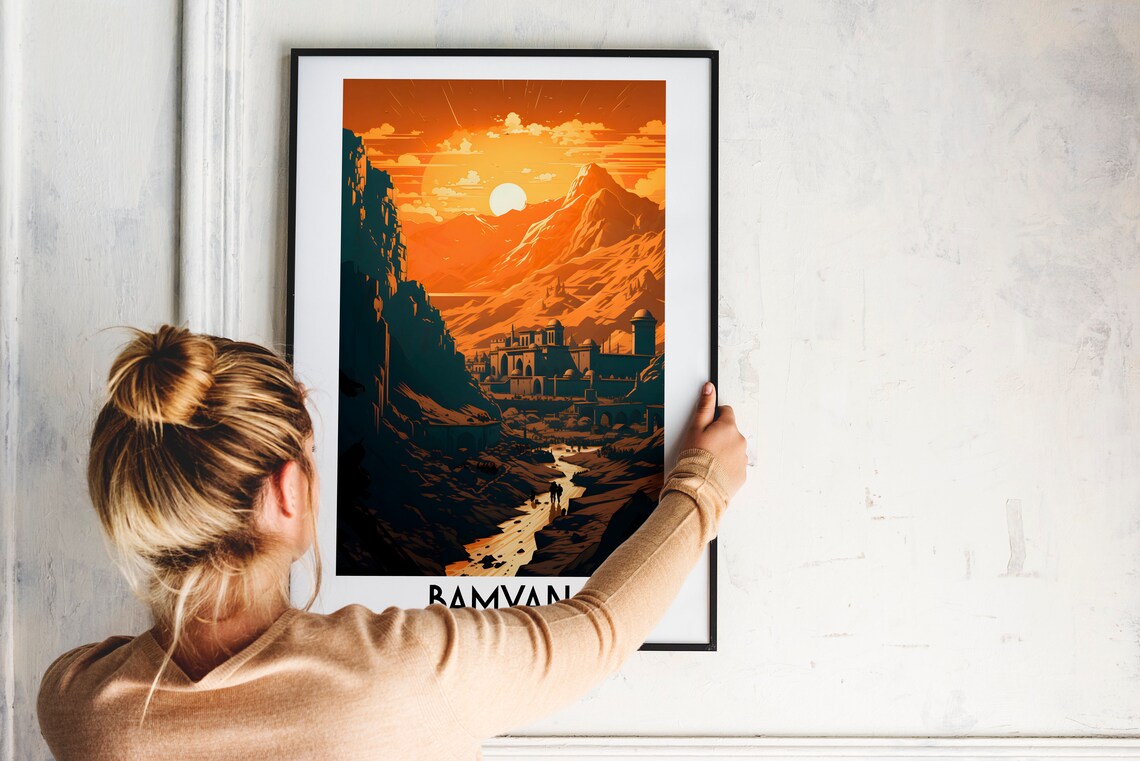 Bamyan Afghanistan Mountain Valley Sunset Vintage Travel Poster - Image 2