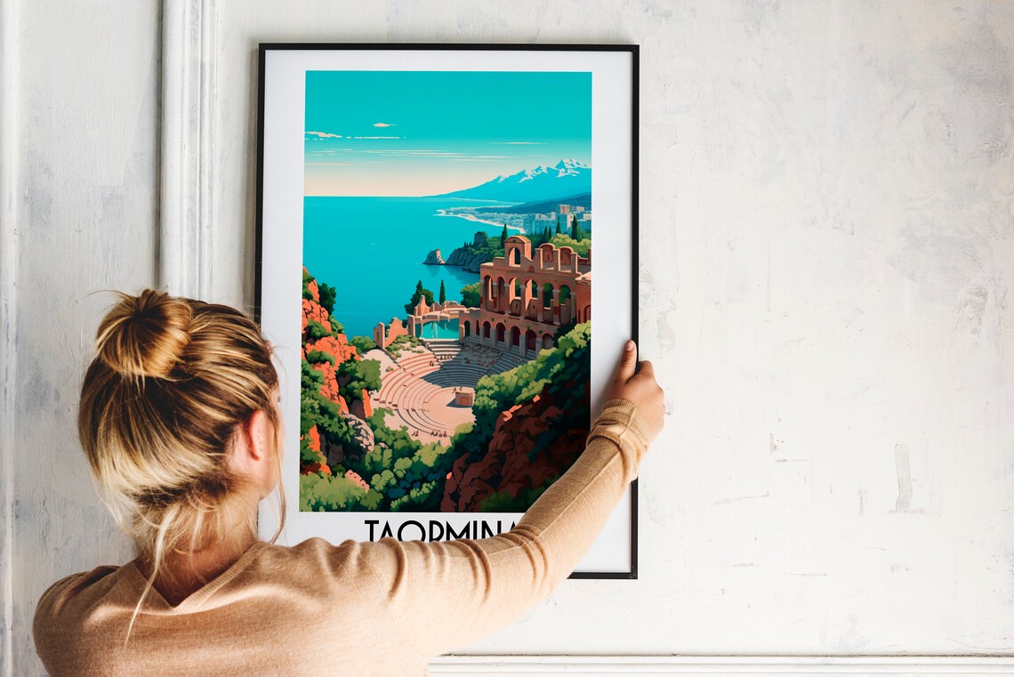 Taormina Travel Poster, Italy Europe Home Decor - Image 2