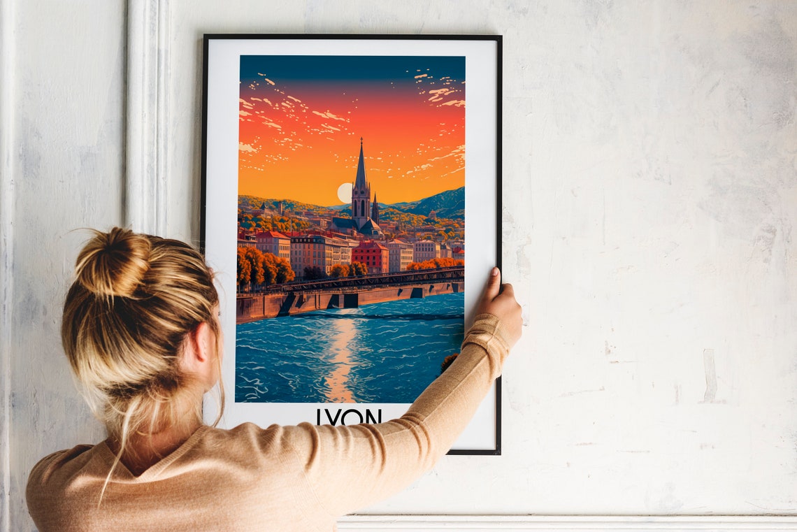 Lyon Travel Wall Art France Painting Gifts Europe Home Decor Prints Posters Handmade Art French - Image 2