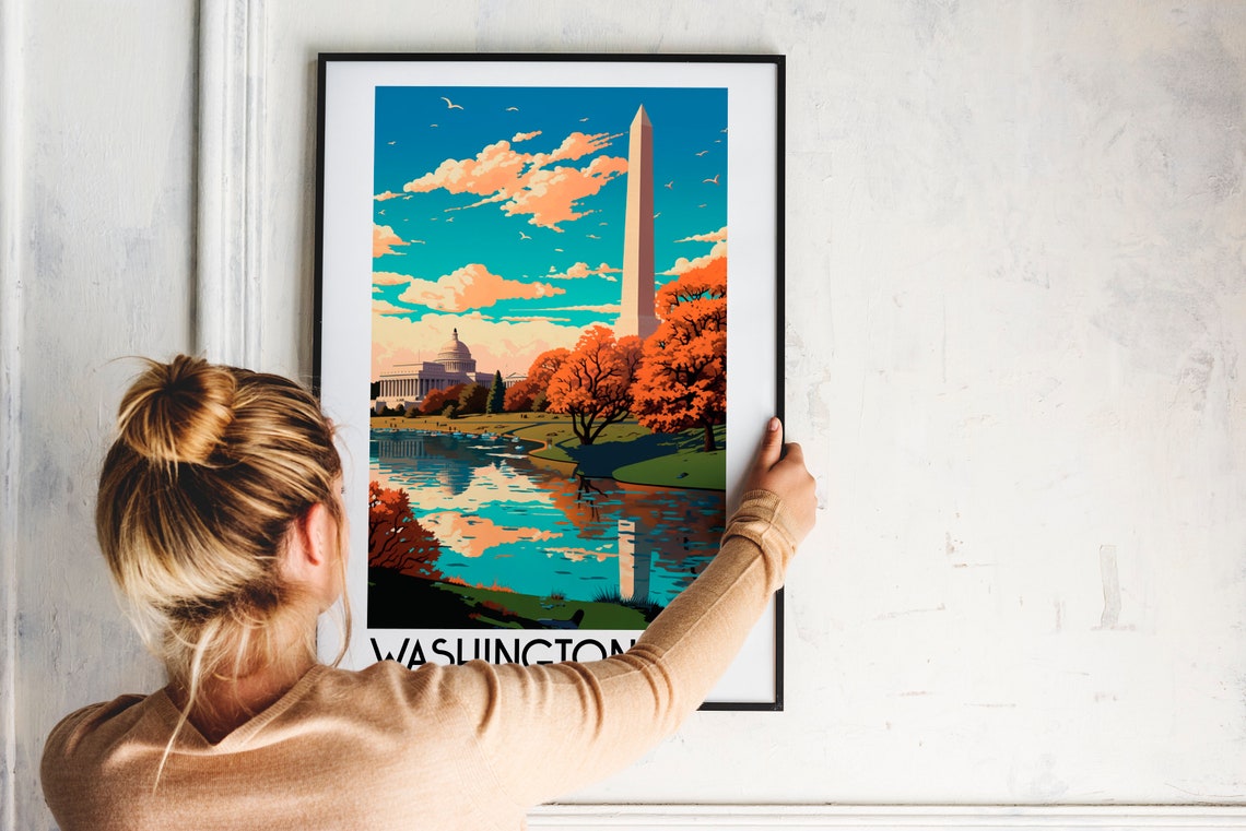 Washington DC Monument Capitol Autumn Reflecting Pool Poster - Image 2