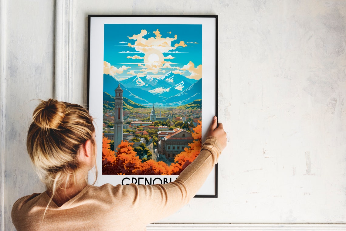 Grenoble Travel Wall Art France Painting Gifts Europe Home Decor Prints Posters Handmade Art French - Image 2