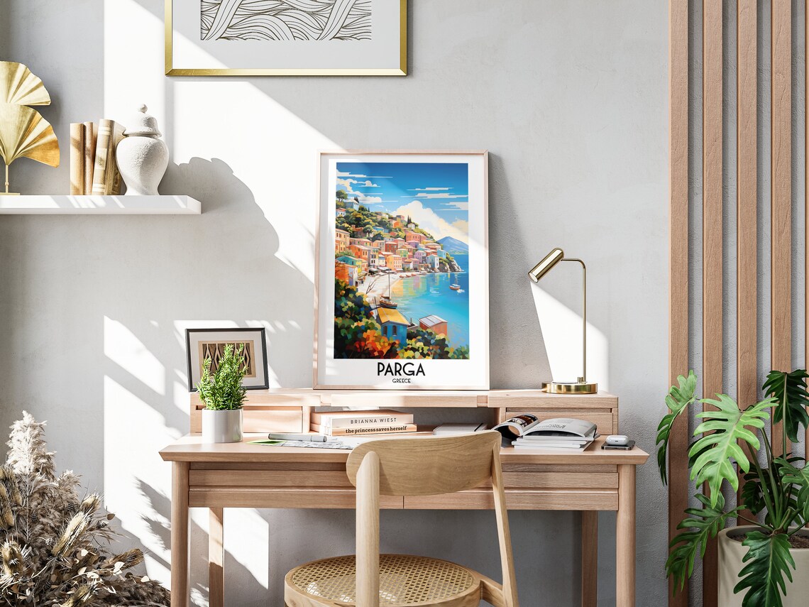 Parga Greece Colorful Coastal Town Harbor Retro Travel Poster Art - Image 3