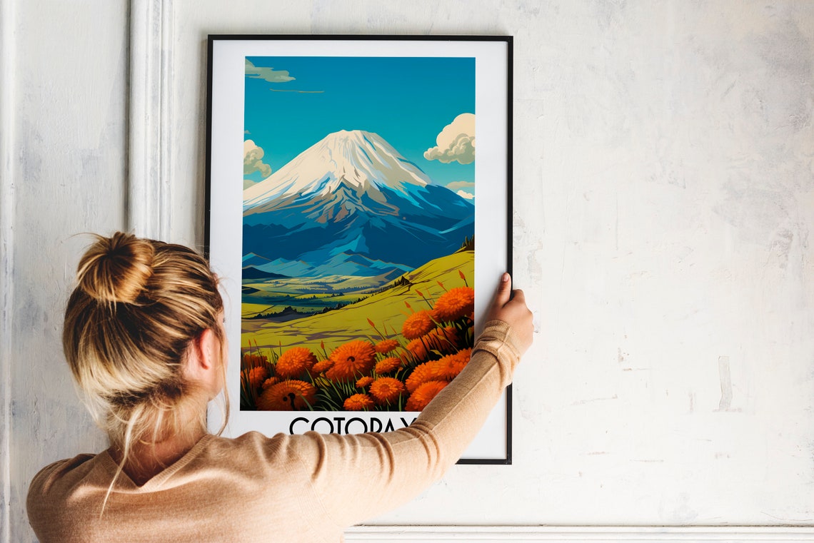 Cotopaxi Ecuador Snow Capped Volcano Wildflower Meadow Poster - Image 2
