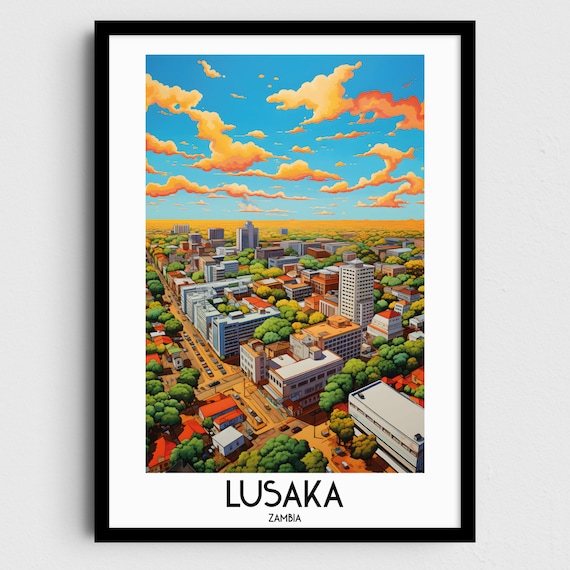 Lusaka Travel Wall Art Zambia Painting Gifts Africa Home Decor Prints Posters Handmade Art Zambian