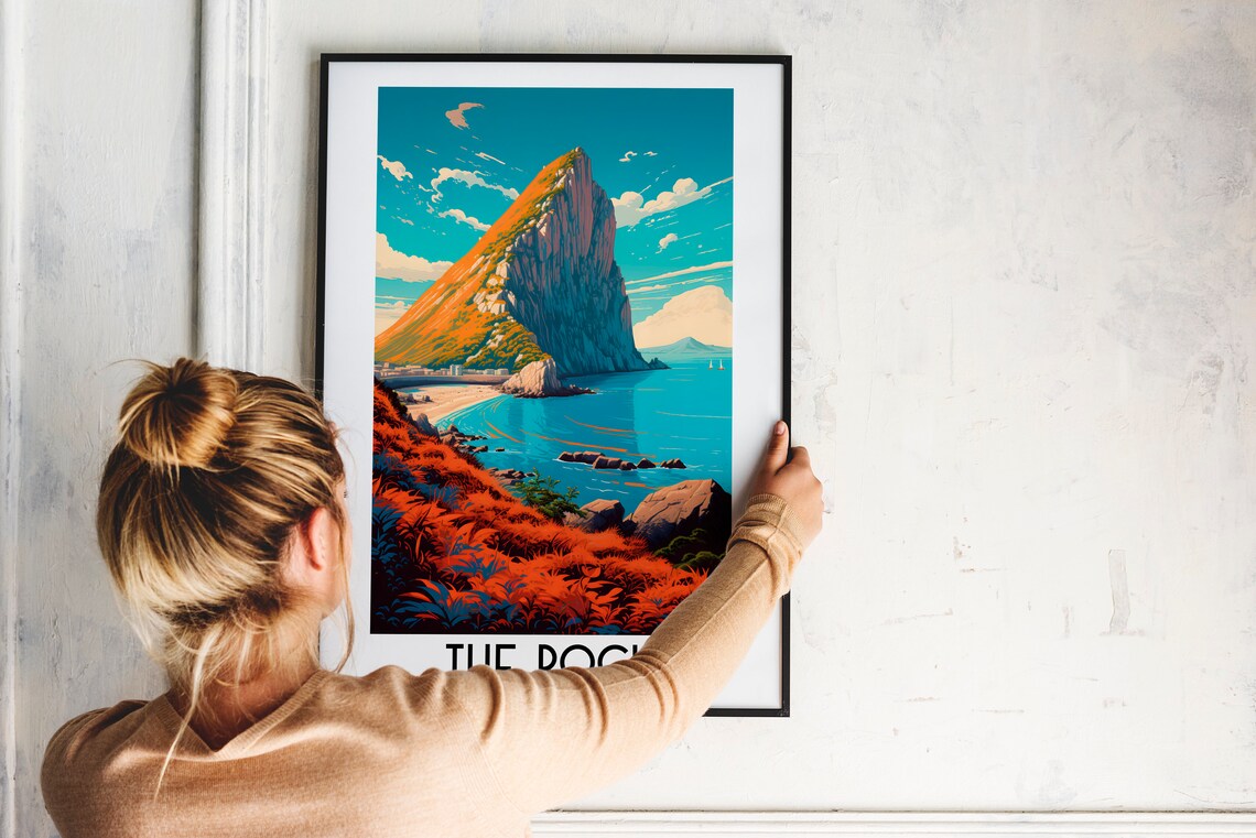 The Rock of Gibraltar Sea Coast Bay Vintage Travel Art Poster - Image 2