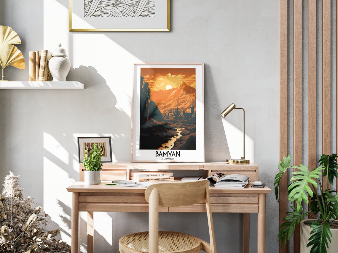Bamyan Afghanistan Mountain Valley Sunset Vintage Travel Poster - Image 3