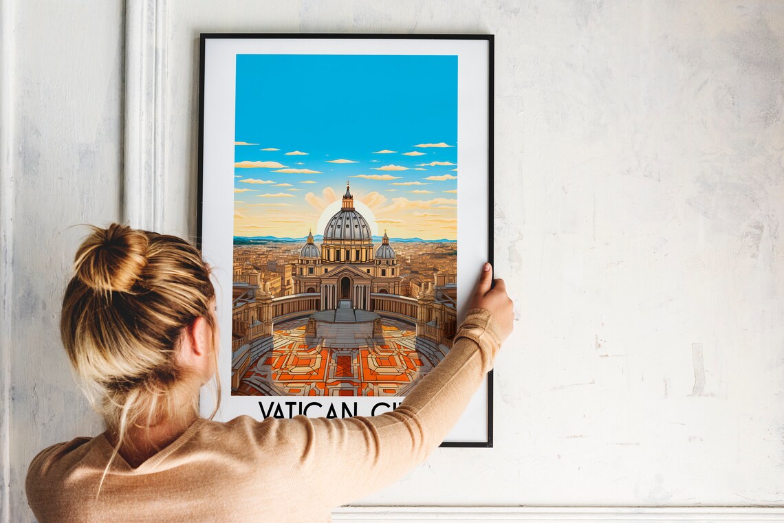 Vatican City St Peters Basilica Dome Holy See Travel Art Poster - Image 2