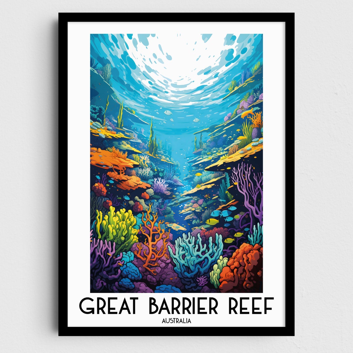 Great Barrier Reef Australia Coral Reef Underwater Retro Travel Poster