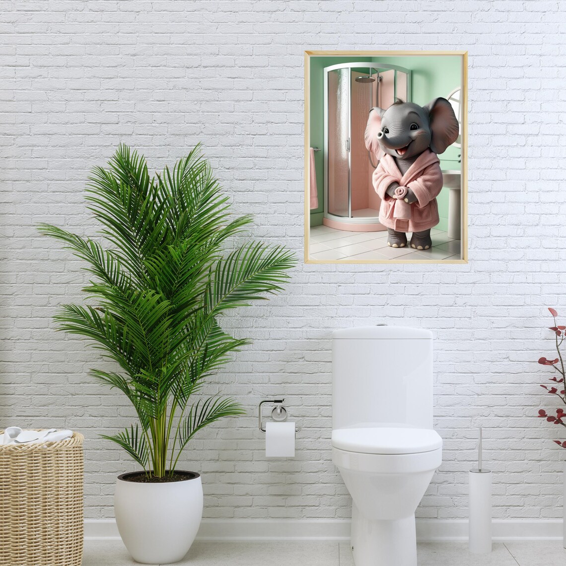 Adorable Elephant Art Print, Bathroom Decor - Image 3