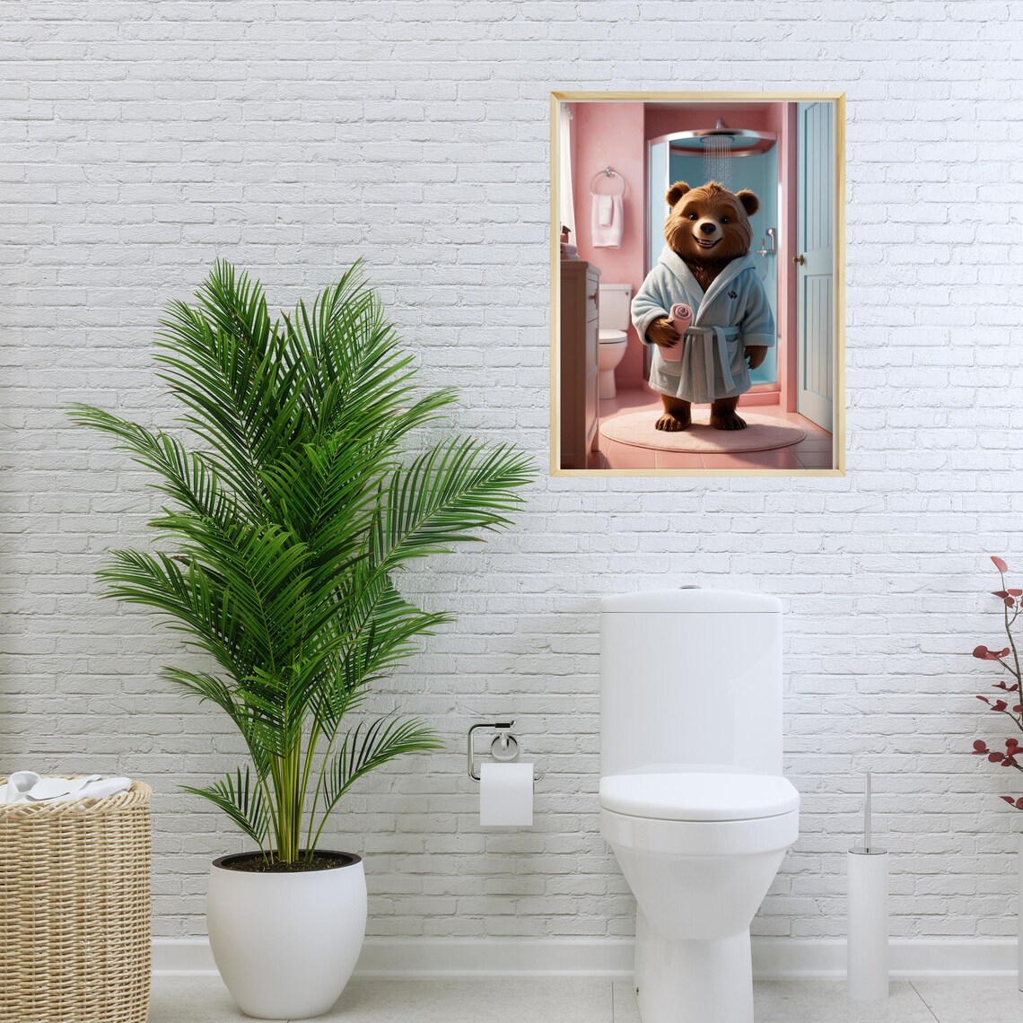 Relaxing Spa Bear, Cozy Bathroom Decor Art Print - Image 3