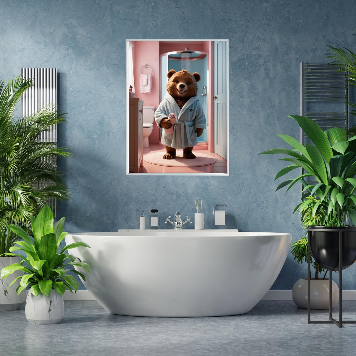 Relaxing Spa Bear, Cozy Bathroom Decor Art Print - Image 5