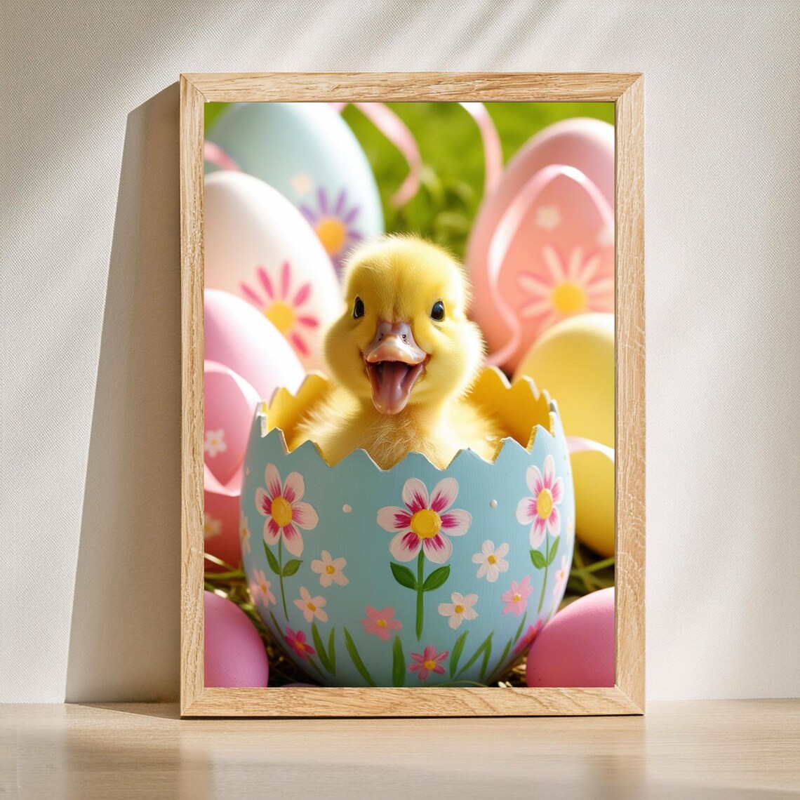 Whimsical Easter Baby Duck, Nursery Decor Art Print