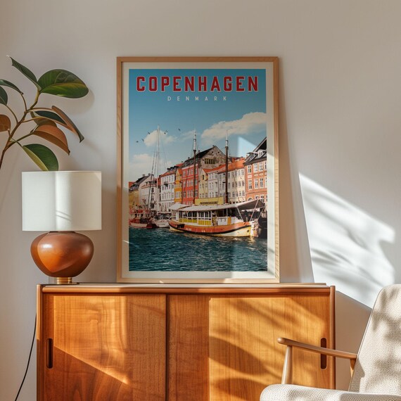 Copenhagen Poster Print Skyline Wall Art Denmark Travel Decor Gifts