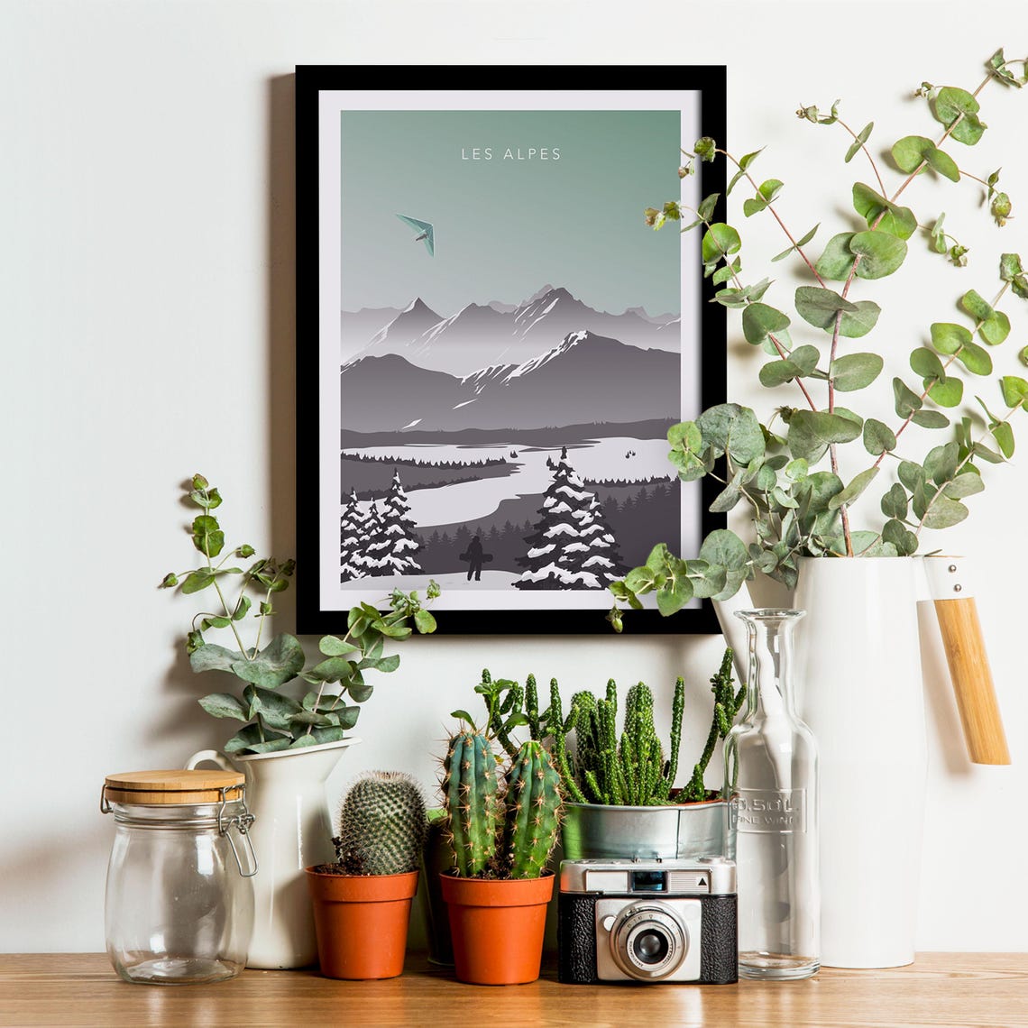 The Alps Travel Poster Ski Chairlift Travel Poster Vintage Poster Mountains Winter Sports - Image 3