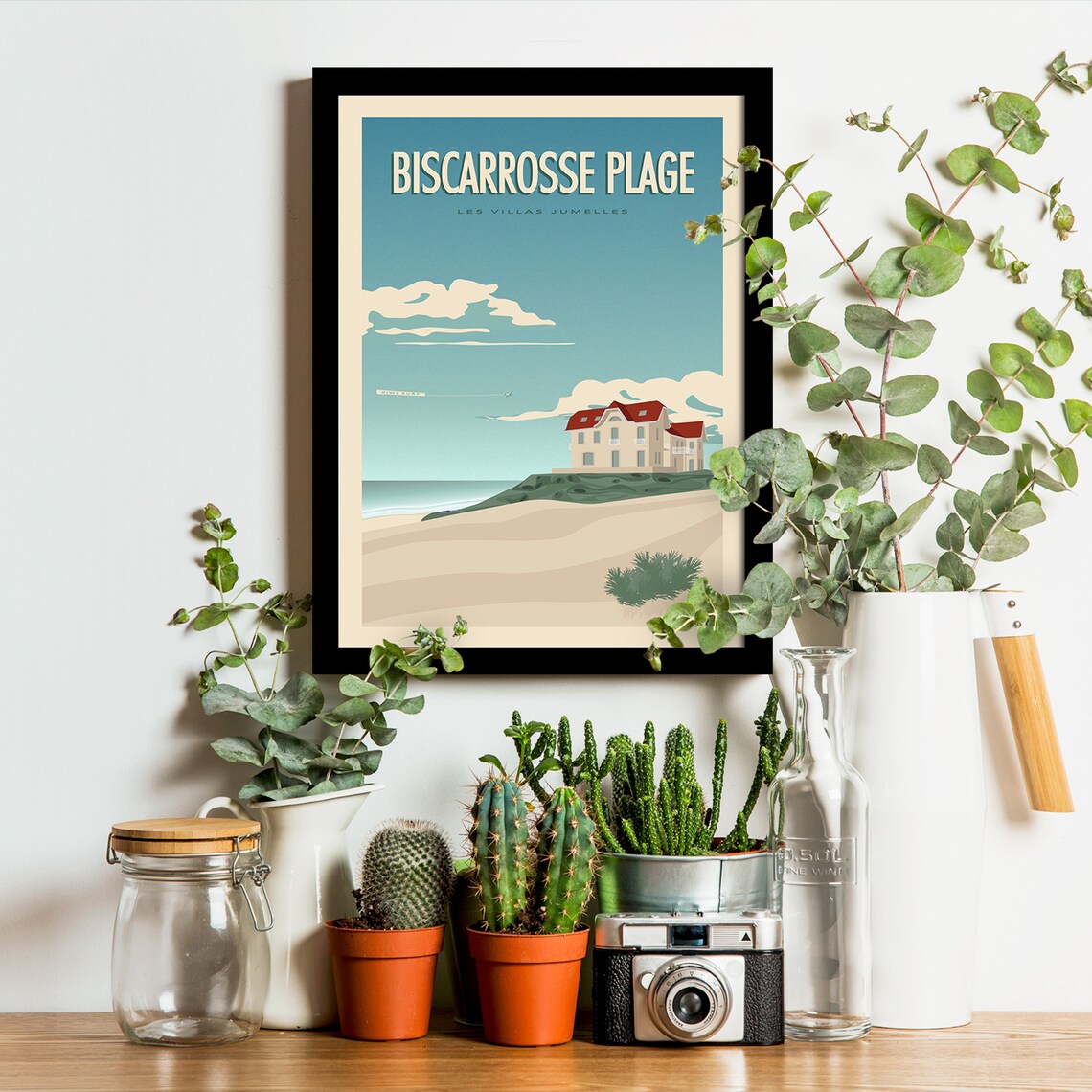 Biscarrosse Plage Vintage Travel Poster, Les Villas - Image 3