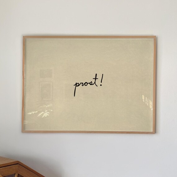 Prost Art Print Bar Cart Wall Neutral Kitchen Decor Digital Download Horizontal
