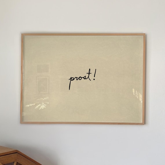 Prost Minimalist Hand Lettered German Toast Cheers Bar Cart Print