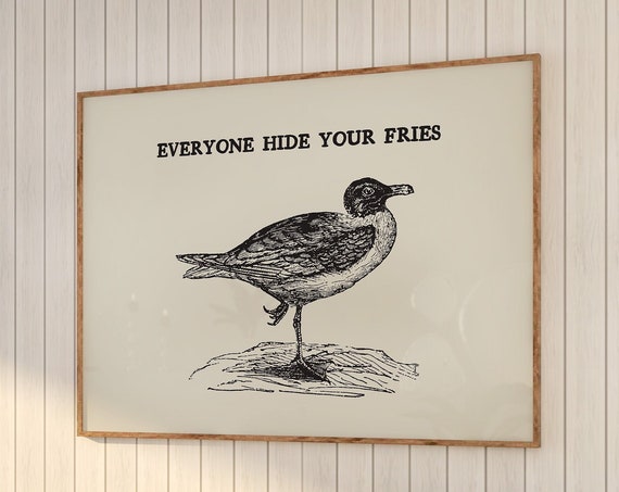 Vintage Seagull Print, Funny Beach House Decor