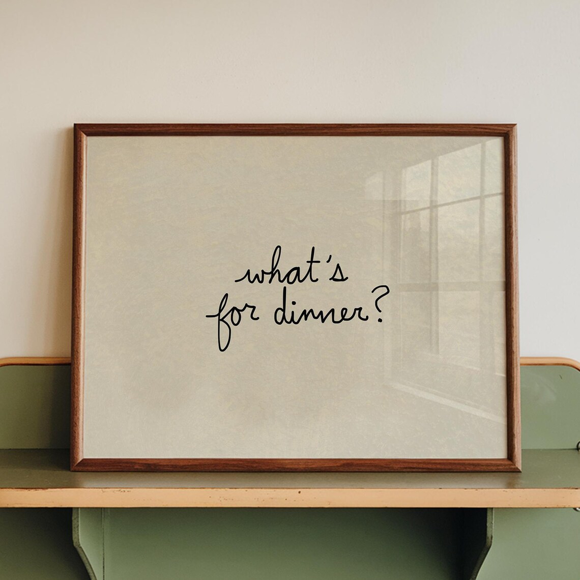Whats for Dinner Script Poster Minimal Cream Kitchen Typography Wall Decor