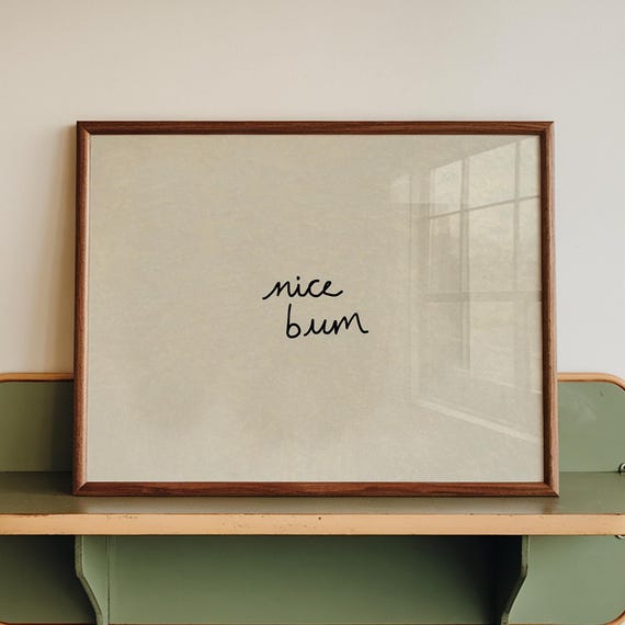Nice Bum Funny Bathroom Wall Art, Horizontal Poster Print